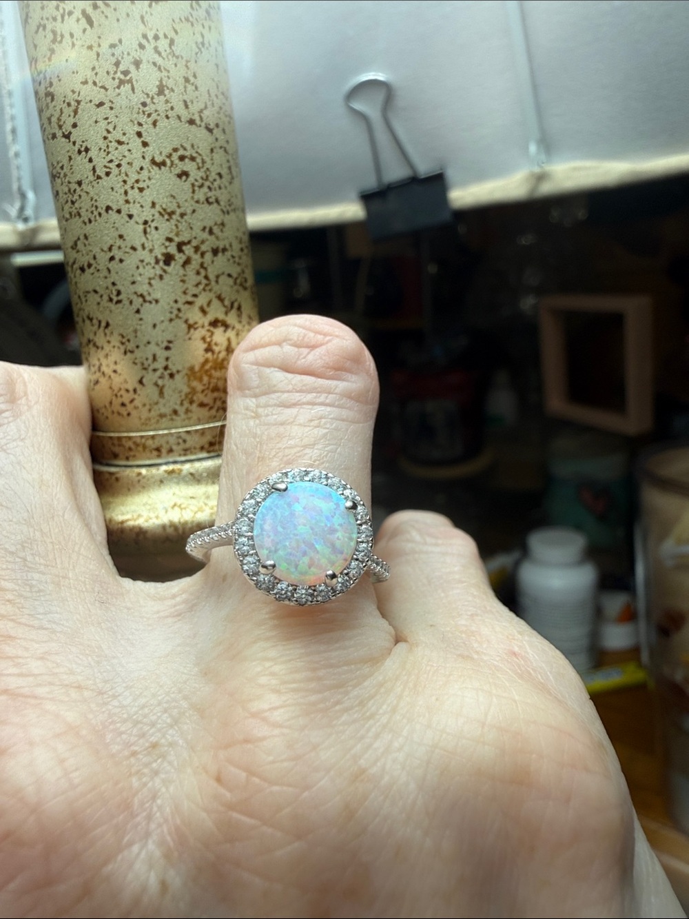 2 CT Opal ring 925 Sterling Silver surround by GRA CERTIFIED MOISSANITE DIAMONDS - Picture 11 of 11